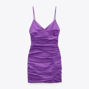 Zara Draped linen blend mini dress